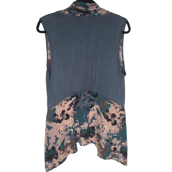 LOGO Lori Goldstein Cardigan Vest Womens XL Blue Abstract Open Front Waterfall - Picture 3 of 14